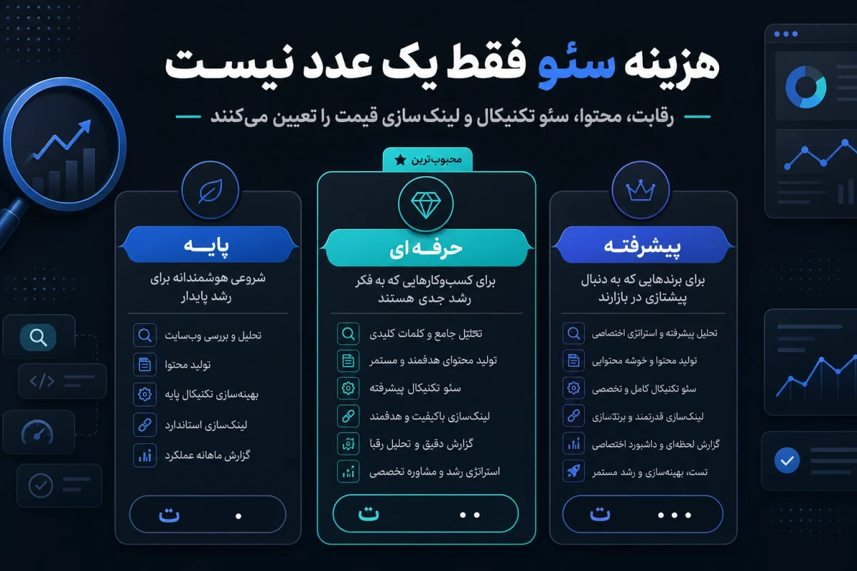 هزینه سئو سایت در سال ۱۴۰۵؛ تعرفه ماهانه، عوامل قیمتگذاری